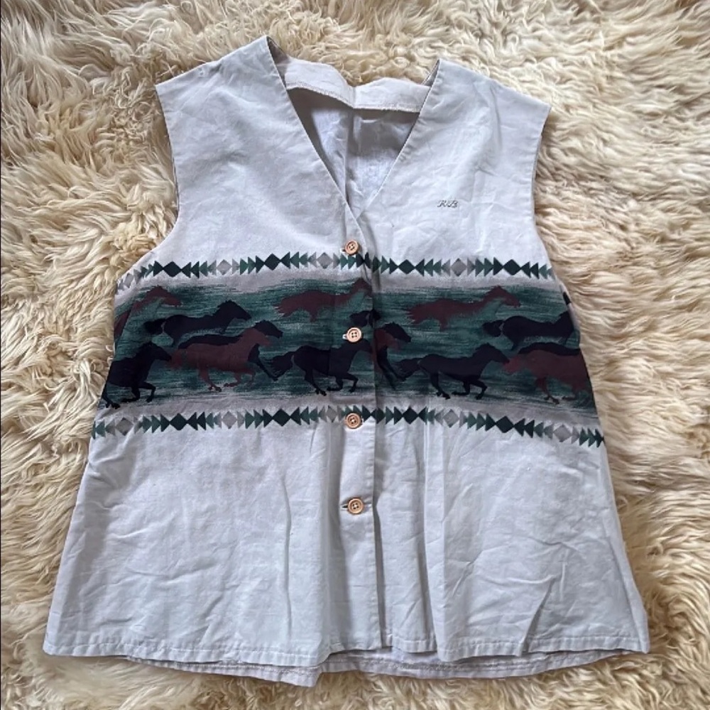Kids Sleeveless Horse Print Shirt